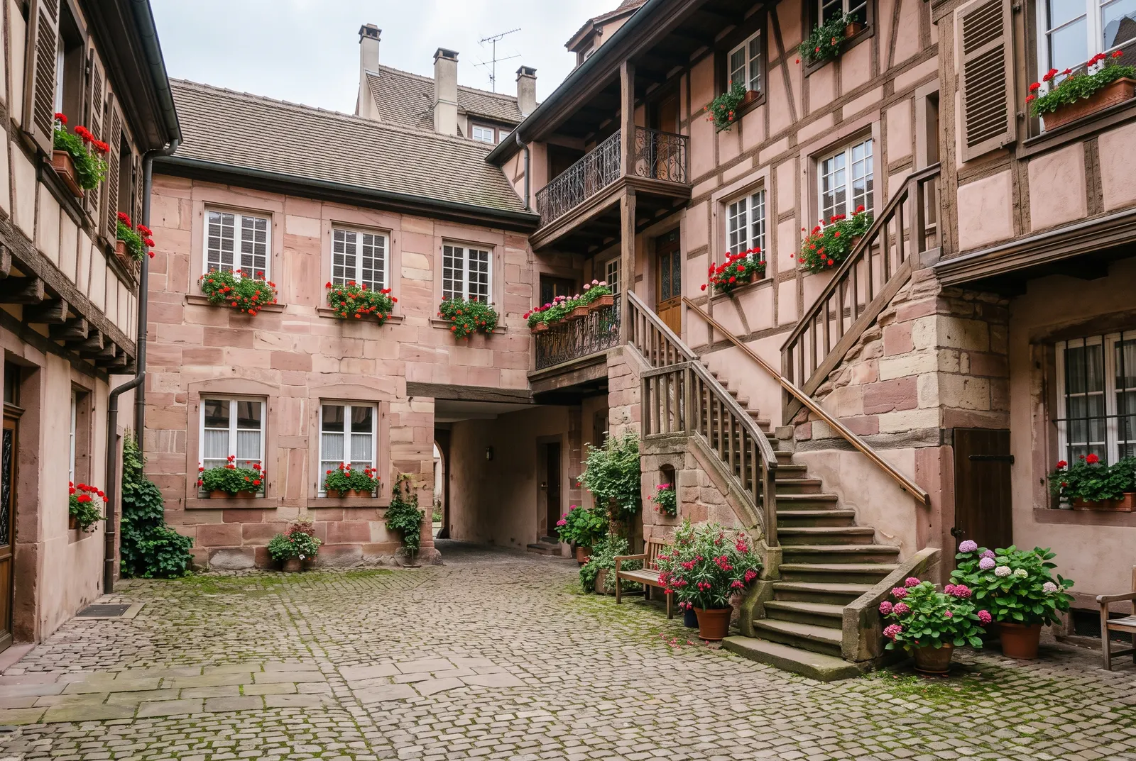 Cour intérieure d'un immeuble à Strasbourg